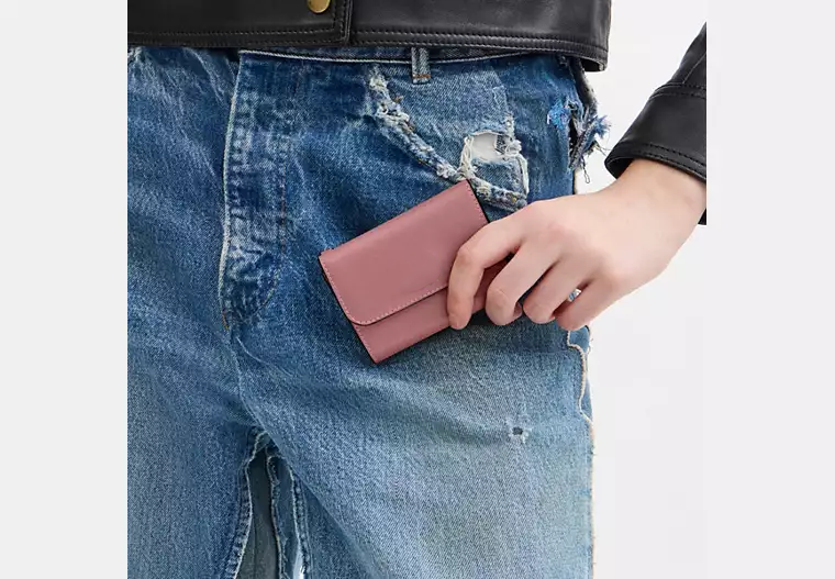 Glossy Leather Mini Flap Bifold Wallet