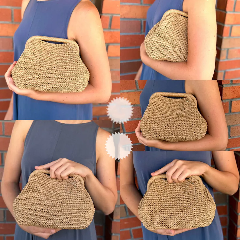 Hand Crochet Frame Clutch Handbag
