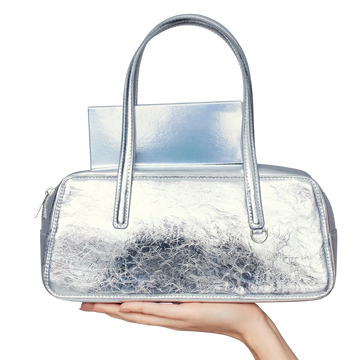 Edition Metallic Silver Vegan Leather Mini Rectangular Handbag