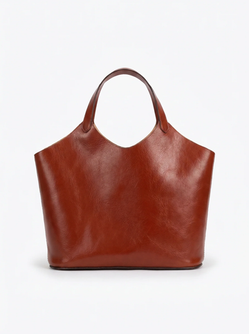 Vintage Red Soft Leather Large Capacity Minimalist Shoulder Tote Bag