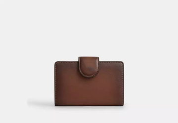 Solid Cowhide Snap Closure Bifold Card Wallet