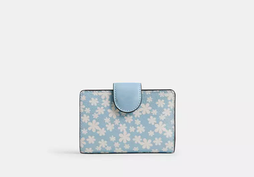 Floral Print Snap Closure Bifold Leather Wallet