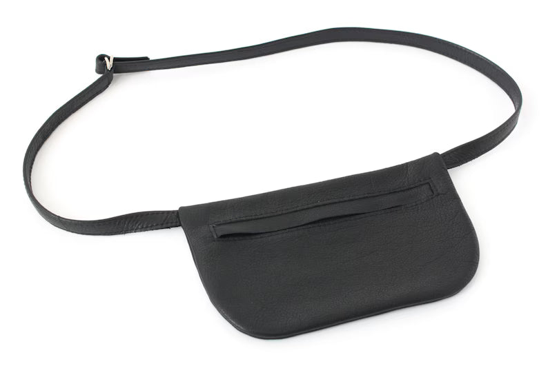 Minimal Flat Cowhide Hidden Zip Adjustable Belt Fanny Pack