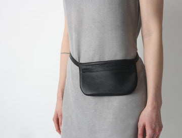 Minimal Flat Cowhide Hidden Zip Adjustable Belt Fanny Pack