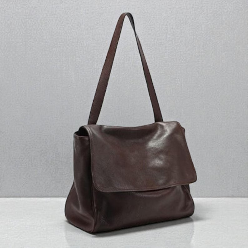 Soft First Layer Cowhide Flap Large Capacity Messenger Shoulder Bag