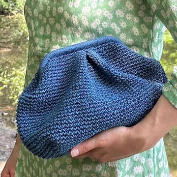 Handwoven Textured Pouch Frame Clutch Bag